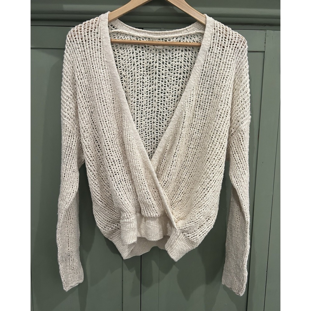 Billabong Y2K Open Knit Oversized Crochet Overlay Top Size L Beach Coastal Indie